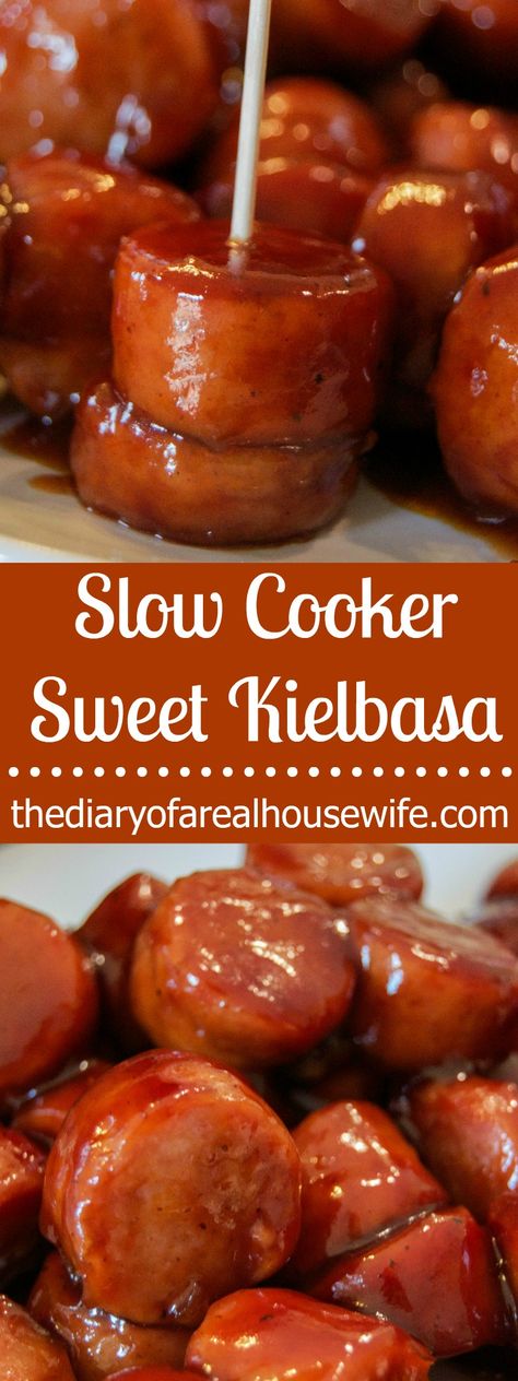 Slow Cooker Sweet Kielbasa Slow Cooker Sweet And Sour Kielbasa, Kelbosia Sausage Crockpot, Honey Kielbasa Recipes, Kelbeisa Sausage Crockpot Recipes, Kabasa Sausage Appetizer, Crock Pot Kabasa Recipes, Keilbasa Recipes Easy Crock Pot, Slow Cooker Kielbasa And Barbecue Beans, Slow Cooker Bbq Sausage