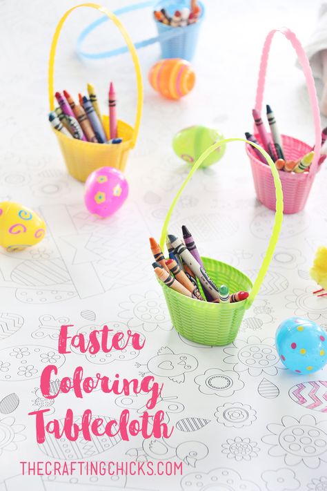 Printable Easter Coloring Tablecloth Easter Party Activities, Easter Hosting, Hosting Easter, Coloring Tablecloth, Yummy Easter Desserts, Kids Easter Party, Easter Tablecloth, Room Decor Crafts, Easter 2024