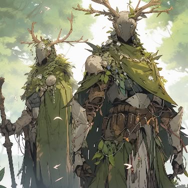 Nature's Mantle Dnd, Minecraft Character Art, Elven Soldier, Deer Knight, Forest Warrior, Dnd Druid, Forest Elf, Elf Art, Arte Van Gogh