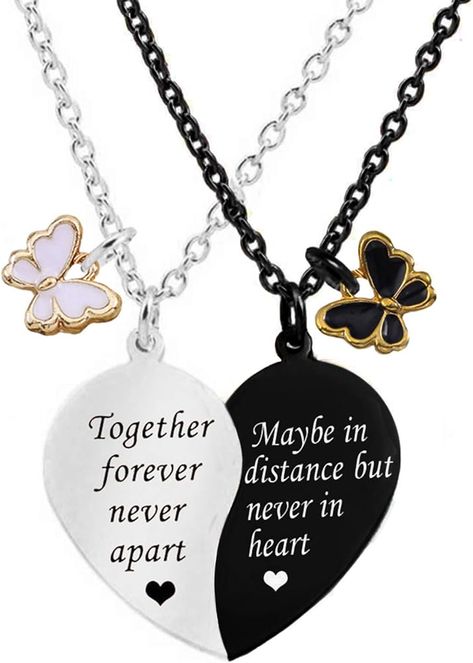 Amazon.com: MJartoria BFF Necklace for 2-Valentines Heart Matching Necklace Best Friends Pendant Friendship Necklace Set of 2 Gifts for Women (Rose Gold+Black, togetWomen forever-butterfly) : Clothing, Shoes & Jewelry Necklace Best Friends, Bff Necklace, Friendship Necklace, Bff Necklaces, Friendship Necklaces, Valentines Necklace, Ball Gown Dresses, Matching Necklaces, Valentine Heart