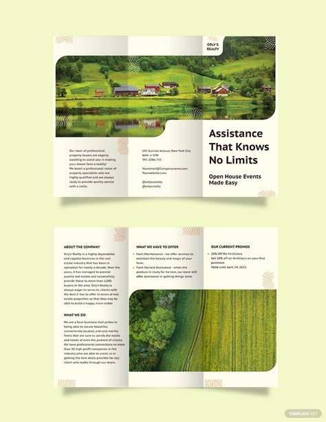 Farm Brochure Design, Farm Brochure, Park Brochure, Leaflet Layout, Text Elements, Brochure Examples, Designing Process, Brochure Design Creative, Brochure Design Layout