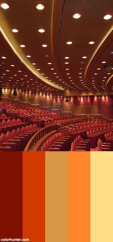 Pretty Lights In The Princess Theater Color Scheme Theater Color Palette, Foyer Colors, Theatre Inspiration, Cinema Colours, Braces Colors, Red Colour Palette, Gold Color Scheme, Beach House Style, Room Color Schemes