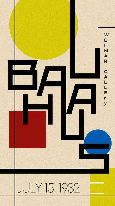 Figma Poster Design, Bauhaus Graphic Design Poster, Figma Design Ideas Poster, Bauhaus Typography, Bauhaus Graphic Design, Bauhaus Graphic, Photoshop Assets, Typographic Poster Design, Poster Design Tutorials