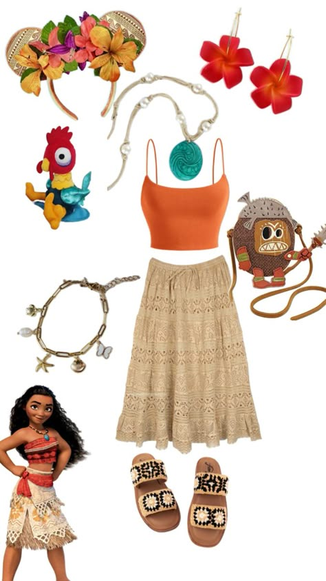 Disney Bounding Moana, Modern Moana Outfit, Moana Themed Outfit, Moana Modern Outfit, Moana Disney Outfit, Aloha Decorations, Moana Outfit Ideas, Moana Inspired Outfits, Moana Disneybound