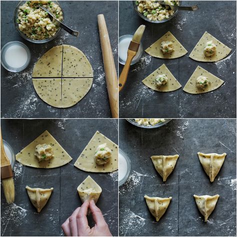 Don't be intimidated by the idea of making samosas—crispy, flaky fried Indian pastries—at home. Learn the technique for how to fold samosas into a triangle. How To Fold Samosas, Aloo Samosa, Samosa Recipe, Ramadan Recipes, How To Fold, Indian Snack Recipes, Indian Snacks, Indian Food Recipes Vegetarian, Samosa