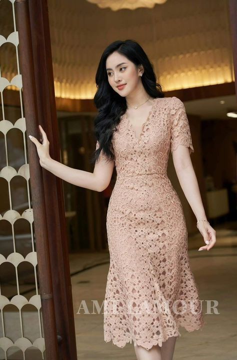 Hakoba A Line Dress, ဂါဝန်ချုပ်ပုံ Cute, Middy Dress Party, Hakoba Frocks For Women, Elegant Lace Dress Classy, Lace Dress Designs Classy, Party Wear Dresses Western Short, Hakoba Dress, A Line Frock