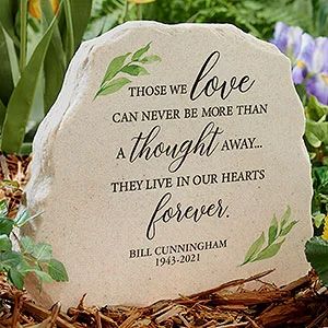 Personalized Garden Stones | Personalization Mall Decorative Garden Stones, Standing Garden, Personalized Garden Stones, Memorial Markers, Memorial Garden Stones, Prayer Garden, Memorial Benches, Personalization Mall, Burlap Garden Flags