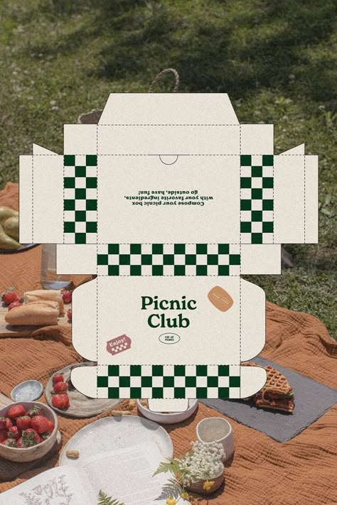 #affiliate Picnic club packaging concept | Branding design packaging, Packaging design, Graphic design packaging Cool Box Packaging Design, Take Out Packaging Design, Vintage Food Packaging Design, Picnic Box Packaging, To Go Packaging Design, Retro Box Design, Retro Design Packaging, Retro Packaging Design Food, Cute Packaging Ideas For Food