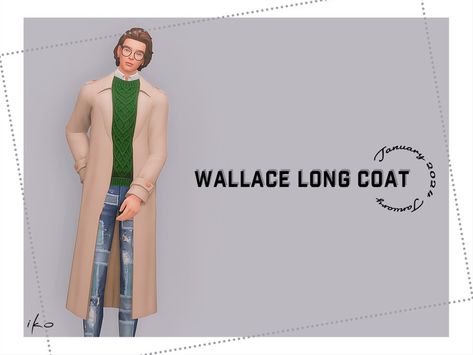 The Sims Resource - Wallace Long Coat Sims 4 Long Coat, Sims 4 Sims, Ripped Pants, Sims Community, Sims 4 Clothing, Designer Lingerie, The Sims Resource, Sims Resource, Long Coat