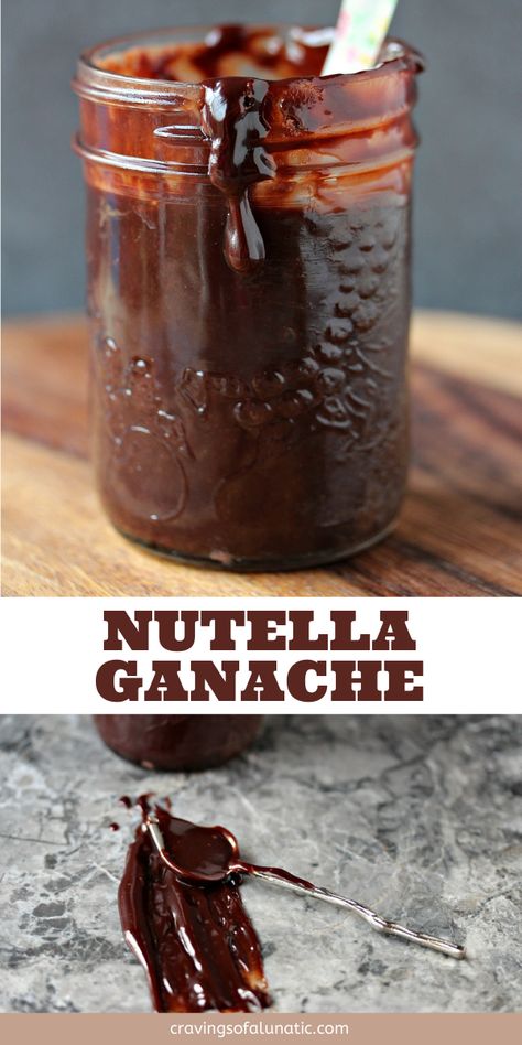 How to Make Nutella Ganache. This easy two ingredient chocolate ganache recipe is perfect for using as a frosting over almost everything! Hazelnut Ganache Recipe, Chocolate Cake With Nutella Frosting, Nutella Ganache Filling, Nutella Sauce Recipe, Nutella Cream Filling, Nutella Frosting Easy, Ganache Flavor Ideas, Nutella Ganache Recipe, Nutella Filling For Cake