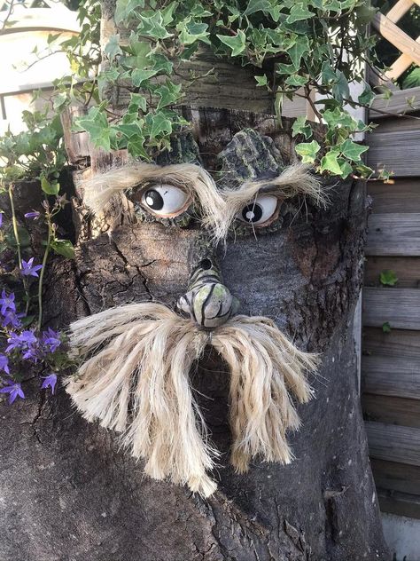 Tree Face Garden decoration outdoor garden sculpture | Etsy Gifts For Gardeners, Wood Wall Art Diy, Tree Faces, Face Planters, Diy Backyard Landscaping, Fairy Garden Houses, Outdoor Garden Decor, Garden Art Crafts, Garden In The Woods