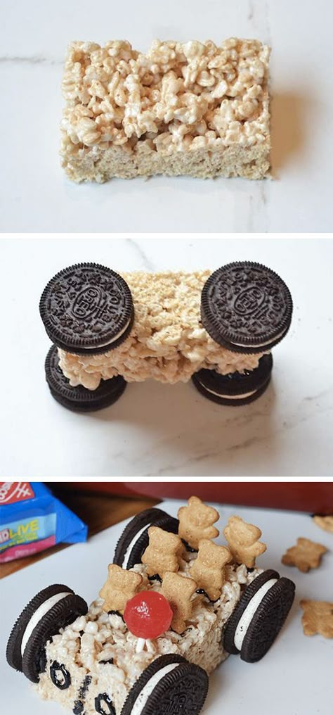 Fun Kids Desserts, Kids Desserts, Potluck Desserts, Rice Recipes For Dinner, Creative Snacks, Kid Desserts, Rice Krispies Treats, Krispies Treats, Edible Crafts