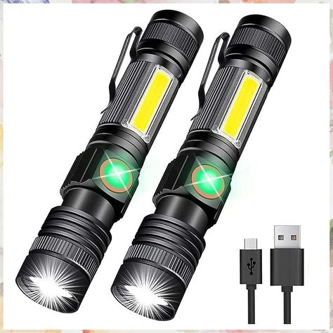 Flashlight USB Rechargeable, Magnetic LED Flashlight, Super Bright LED Tactical Flashlight with Cob Sidelight,Waterproof,Zoom Emergency Flashlight, Bright Led Flashlight, Rechargeable Flashlight, Bicycle Lights, Tactical Flashlight, Amazon Products, Waterproof Led, Portable Light, Power Led