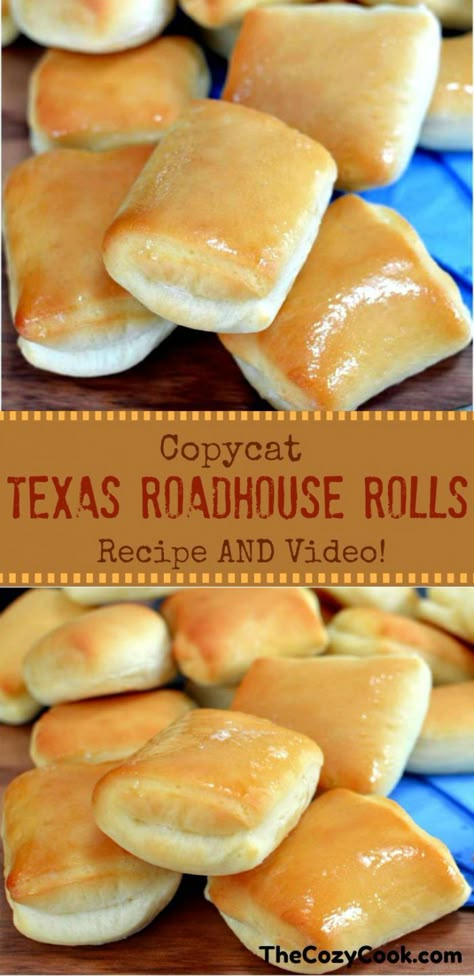 These sweet and buttery Copycat Texas Roadhouse rolls are just like from the restaurant itself! They have a hint of sweetness and pair perfectly with homemade honey butter. | The Cozy Cook| #Baking #Rolls #CopycatRecipes #TexasRoadhouse #Dough #Bread #Sides #SideDishes Roadhouse Rolls Recipe, Texas Roadhouse Rolls Recipe, Rolls Thanksgiving, Copycat Texas Roadhouse Rolls, Copycat Texas Roadhouse, Homemade Honey Butter, Rolls Recipe Easy, Roadhouse Rolls, Texas Roadhouse Rolls