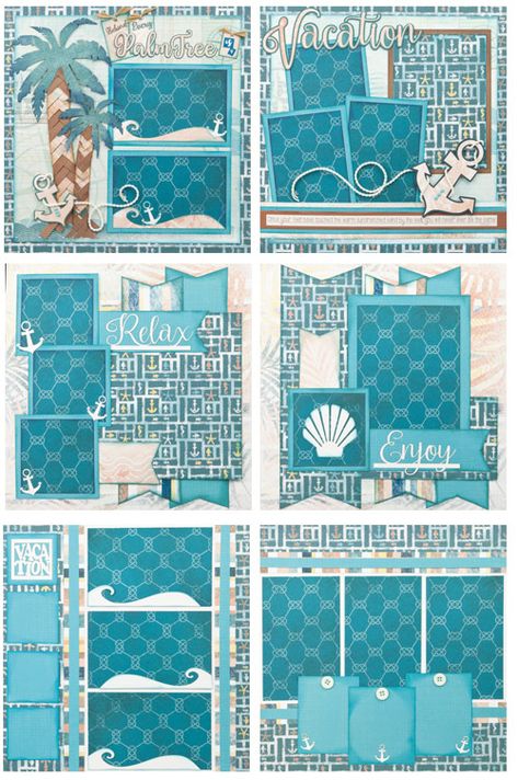 Lake Vacation Scrapbook Ideas, Cruise Scrapbook Page Ideas, Whale Scrapbook Layouts, Beach Scrapbook Pages Picture Layouts, Cruise Ship Scrapbook Layouts, 1 Page Scrapbook Layout, Family Vacation Scrapbook Layouts, 2 Page Beach Scrapbook Layouts, Scrapbooking Beach Layouts