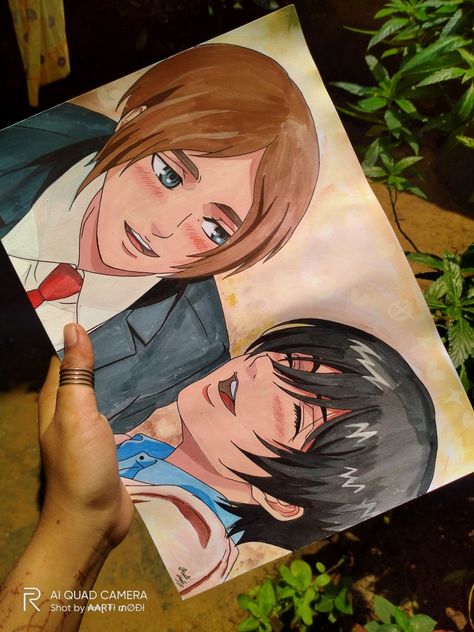 Mikasa Painting, Smiling Painting, Aot Eremika, Eremika Fanart, Ship Fanart, Aot Fanart, Polymer Clay Flower Jewelry, Eren X Mikasa, Eren And Mikasa