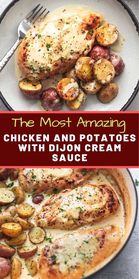 Dijon Cream Sauce, New Chicken Recipes, Chicken And Potatoes, Dinner Chicken, Cream Sauce, Dinner Recipe, Dijon, Chicken Recipes, We Heart It