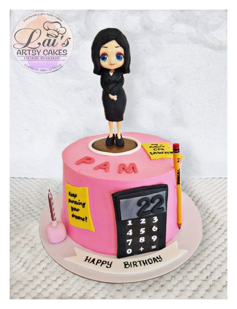 pink Accountant Cake Ideas, Stark Wallpaper, Congratulations Cake, Cartoon Cake, Theme Cake, Girl Cake, Girl Cakes, Baby Shark, 30th Birthday