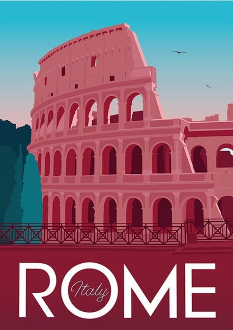 ~ Heyday Designs Prague Travel Poster, Romantic Poster, Vintage Italian Posters, Italian Posters, Italy Poster, Travel Poster Design, Retro Travel Poster, City Illustration, Rome Travel