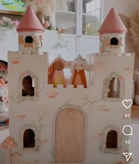 Michael’s Castle Dollhouse, Peg Doll Castle, Cardboard Box Castle Diy, Michaels Dollhouse Castle, Wood Castle Dollhouse, Wood Castle Diy, Diy Play Castle, Painted Wooden Castle, Diy Castle Dollhouse