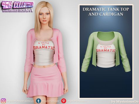 The Sims Resource - Y2K - Dramatic tank top and cardigan Sims Bottoms, Tank Top And Cardigan, Sims 4 Cc Makeup, Sims 4 Dresses, Sims 4 Characters, Sims4 Clothes, Sims 4 Cc Packs, Sims 4 Collections, Sims 4 Mods Clothes