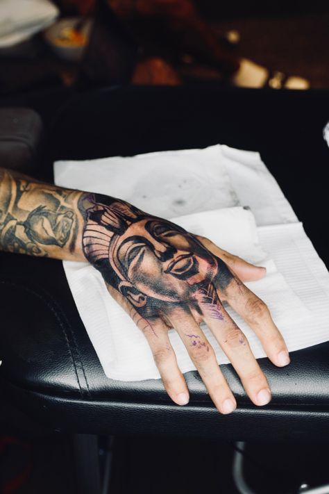 Full hand tattoo ideas 
Hand tattoo ideas 
Rizzyinks 
Tattoo ideas 
Tattoo Egyptian Hand Tattoo, Eygptain Tattoos, Full Hand Tattoo, Egyptian King, Egyptian Kings, Tattoo Hand, Egyptian Tattoo, King Tut, Hand Tattoo