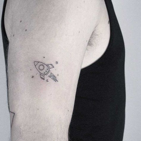 Rocket Ship Tattoo, Spaceship Tattoo, Rocket Tattoo, Tattoo Tiny, Astronaut Tattoo, April April, M Tattoos, Planet Tattoos, Small Girl Tattoos