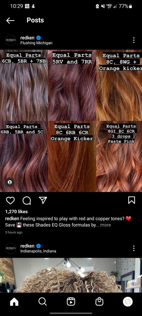 Copper Hair To Brown, Brown Copper Shades Eq, Redken Color Gels Red Formulas, Auburn Hair Color Redken Formula, Auburn Toner Formula, Redken Copper Toner Formula, Redken Shades Eq Maroon Formula, Shades Eq Mahogany Formula, Redken Fall Hair Color