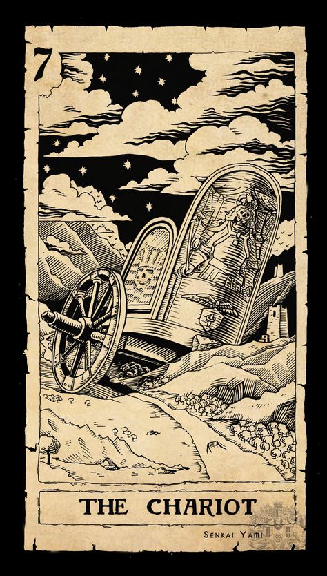 Arcane Limbus Tarot, Senkai Yami, Tarot Cards Art Illustration, The Chariot Tarot, Kartu Tarot, Vintage Tarot Cards, Tarot Tattoo, Tarot Card Tattoo, Vintage Tarot