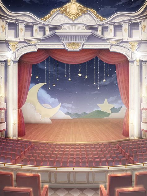 Theater Curtains Drawing, Theater Drawing Ideas, Theatre Stage Drawing, Theater Stage Drawing, Pubmat Ideas, Theatre Backdrops, Gacha Backgrounds, Graphic Shapes Design, Desain Buklet