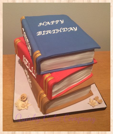 Stack of books Cake...each book a different flavour! Book Stack Cake, Stacked Book Cake, Stack Of Books Cake, Cake With Books On Top, Graduation Book Cake Designs, Open Book Cake Ideas Birthdays, Buttercream Book Cake, How To Stack Cakes, Book Cakes