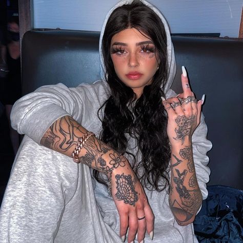 keaton belle (ง •̀_•́)ง on Instagram: “take ur $ then give my gf a kiss,” Keaton Belle, Grunge Clothes Aesthetic, Aesthetic Universe, Girl Back Tattoos, Grunge Clothes, Gangster Girl, Tattoed Women, My Gf, Tattoed Girls