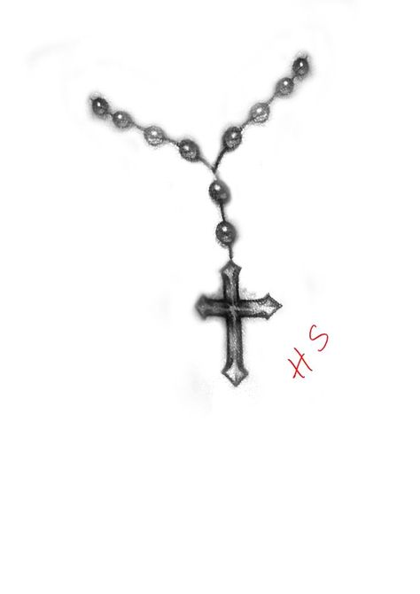 Collar Tattoos, Tattoo Designs Cross, Rosary Drawing, Tattoo Cross, Necklace Drawing, Band Tattoo Designs, Lettering Guide, Chicano Drawings, Arm Band Tattoo