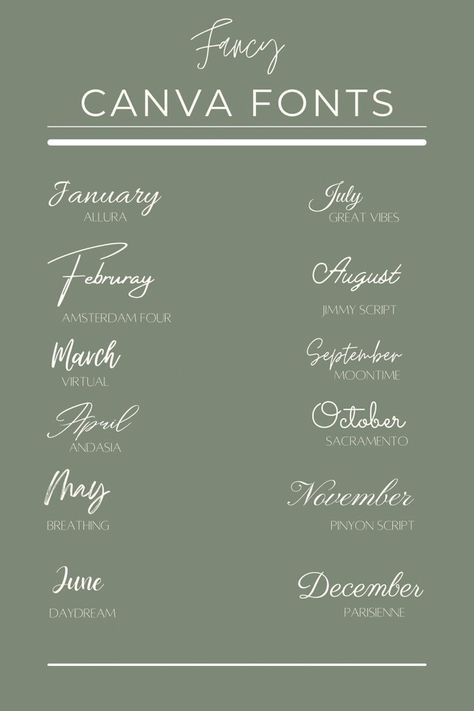 Cursive Canva Fonts Free, Writing Fonts Aesthetic, Canvas Font Ideas, Canva Design Ideas Journal, Canva Font Cursive, Free Canva Fonts For Wedding, Good Canva Fonts, Canva Calligraphy Font, Best Cursive Canva Fonts