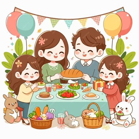 Premium Vector | A kawaii family gathering in a new occasion Mothers Day Drawings, Social Media Drawings, Practice Drawing, Unisex Baby Shower, Cute Sketches, Family Eating, Family Cartoon, Aesthetic People, Extended Family