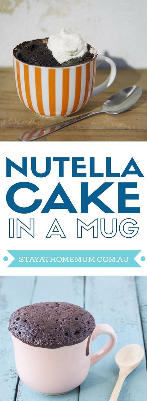 Nutella Cake In A Mug | Stay At Home Mum Pudding In A Mug Microwave, Bread Pudding In A Mug, Pudding In A Mug, Cups Recipes, Chocolate Sauce Recipes, Nutella Mug Cake, Cake In A Mug, Microwave Cake, Mug Cake Microwave