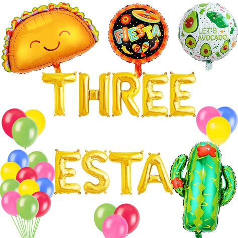 PRICES MAY VARY. APPLICATION: Three esta balloons are great to decorate for Taco Three Year Old party, Mexican 3rd birthday party, Fiesta 3rd Birthday party, Cinco De Mayo third birthday party, Adios Dos 3rd birthday party, etc, it will offer you an unforgettable experience! SIZE: Each letter balloons Size: 16", Taco foil balloons size:27.6" x 23.6", Cactus foil mylar balloons size: 28.7" x 24.8", Fiesta round foil balloons size: 18", Avocado pattern round foil balloons size: 18", Latex Balloons 3 Rd Birthday Party Ideas Girl Theme, Adios Dos Birthday Party Boy, 3yrs Old Birthday Party Ideas Girl, Three Esta Birthday Party Boy, 3yrs Old Birthday Party Ideas, 3rd Birthday Party Themes Girl, Adios Dos Birthday Party, Three Birthday Party Girl, Girl 3rd Birthday Party Ideas