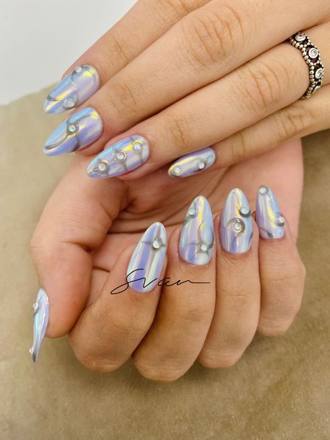 Unichrome Nails, Abstract Nails, Chrome Nails, Fashion Spring, Nails Nailart, Almond Nails, Diy Design, Gel Nails, Nail Designs