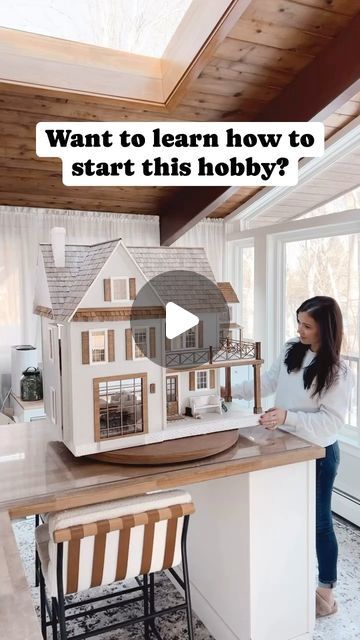 White Doll House, Farmhouse Dollhouse, Ceiling Remodel, Real Good Toys, Modern Dolls House, Mini Home, House Restoration, Doll House Plans, Dollhouse Projects