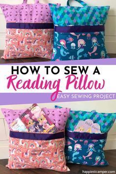 Pillow Sewing, Reading Pillows, Make A Pillow, Birds Fabric, Sewing Machine Projects, Book Pillow, Pocket Pillow, Sew Ins, Reading Pillow