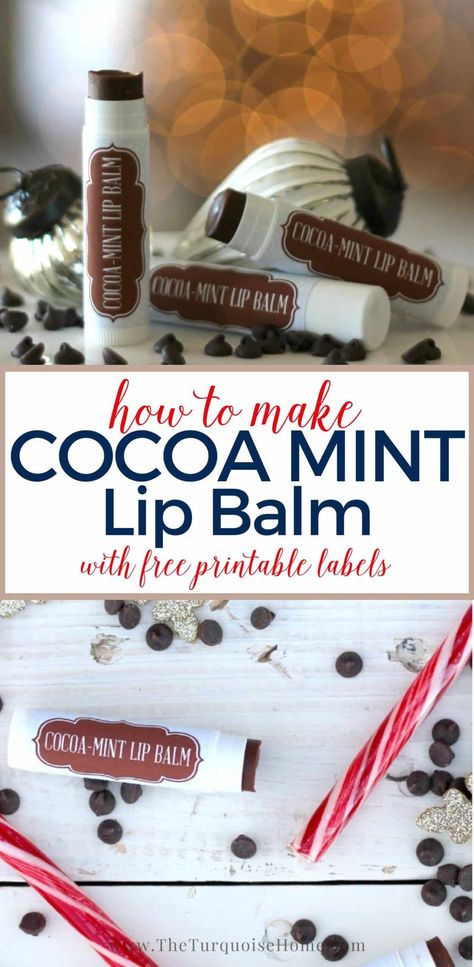 Learn how to make your own luxurious lip balm with peppermint essential oils and quality ingredients! Use my free printable labels to gift to friends and family! Christmas Lip Balm Printable, Winter Lip Balm Recipe, Lip Balm Christmas Gift Ideas, Christmas Lip Balm Labels Free Printable, Lip Balms Aesthetic, Peppermint Lip Balm Recipe, Homemade Chapstick, Diy Chapstick, Chapstick Recipe