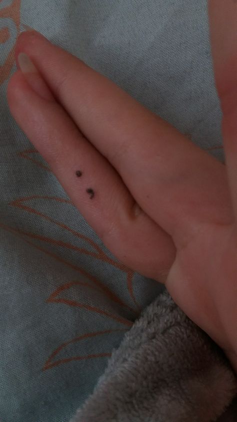 Stick and poke tattoo ; semicolon Tiny Tattoo Stick And Poke, Wrist Tattoos Stick And Poke, Stick And Poke Semicolon, Stick And Poke Tattoo With Meaning, Stick And Poke Tattoo Semi Colon, Stick And Poke Beginner, Stick And Poke Tattoo Ideas For Stoners, Stick And Poke Small Tattoos, Small Tattoo Stick And Poke