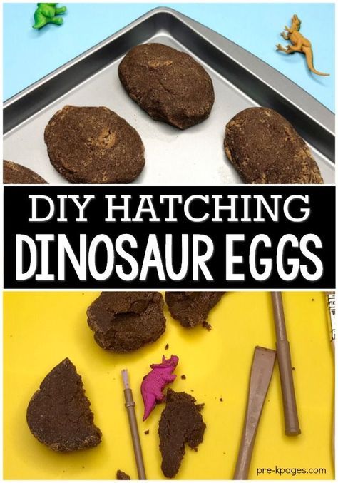 DIY Hatching Dinosaur Eggs for Kids. Do your kids love dinosaurs? Use this easy recipe to create dinosaur eggs. Your kids will love breaking open the eggs and finding the dinosaurs inside! Perfect for a dinosaur theme in preschool or pre-k. Eyfs Dinosaurs, Dinosaur Inquiry, Bilingual Storytime, Hatching Dinosaur Egg, Dinosaur Preschool, Opening A Daycare, Oviparous Animals, Dinosaur Lesson, Dinosaur Roar