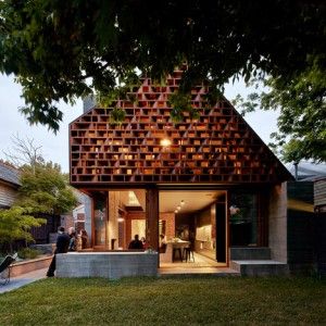 Make Architecture adds perforated wooden facade  to renovated and extended Melbourne house House With Loft, Australian Houses, Laneway House, Local House, Wooden Facade, Build Your House, California Bungalow, Modern Architecture Building, Architecture Residential