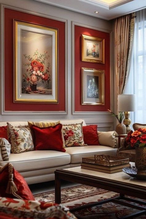 Red Living, Elegant Living Room Decor, Living Room Red, Living Room Decor Cozy, Home Design Living Room, Elegant Living Room, Living Room Decoration, Decor Home Living Room, House Interior Decor