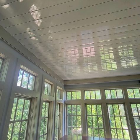 Glossy Ceiling Paint, Glossy Wall Paint, High Gloss Ceiling, Gloss Ceiling, Double Wide Remodel, Fine Paints Of Europe, Millwork Wall, Sun Porch, Melbourne House