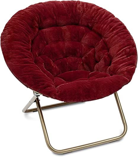 Amazon.com: Milliard Cozy Chair/Faux Fur Saucer Chair for Bedroom/X-Large (RED) : Home & Kitchen Saucer Chair, Chair For Bedroom, Moon Chair, Doing Homework, Tufted Arm Chair, Cozy Chair, New Tv, Large Chair, Reading Chair