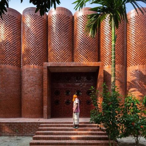 A series of cylindrical skylights and brick turrets feature in this Bangladesh mausoleum, which was designed by architecture studio Sthapotik to reference traditional Islamic buildings. Brick Decor, Mosque Architecture, Brick Architecture, Brick Facade, Brick Design, Brick Building, Traditional Architecture, Facade Architecture, Brick And Stone