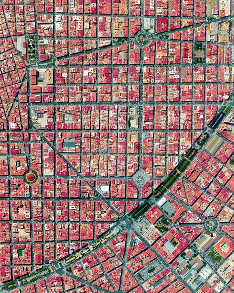 Orthogonal Grids and Their Variations in 17 Cities Viewed from Above,Elche, Spain. Created by @dailyoverview, source imagery: @maxartechnologies Europe Cities, City Grid, Barcelona City, Aerial Images, Red Roof, Beaches In The World, Urban Spaces, Galveston, Urban Planning