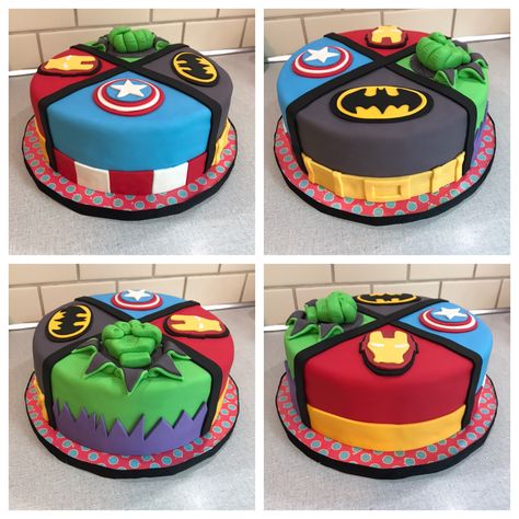 Marvel Cake For Men, Batman And Hulk Cake, Avengers 3rd Birthday Cake, Super Hero Birthday Cake Ideas, Superhero Party Cake, Superhero Birthday Cake Buttercream, Marvel Superhero Cake, Easy Superhero Cake, Diy Superhero Cake